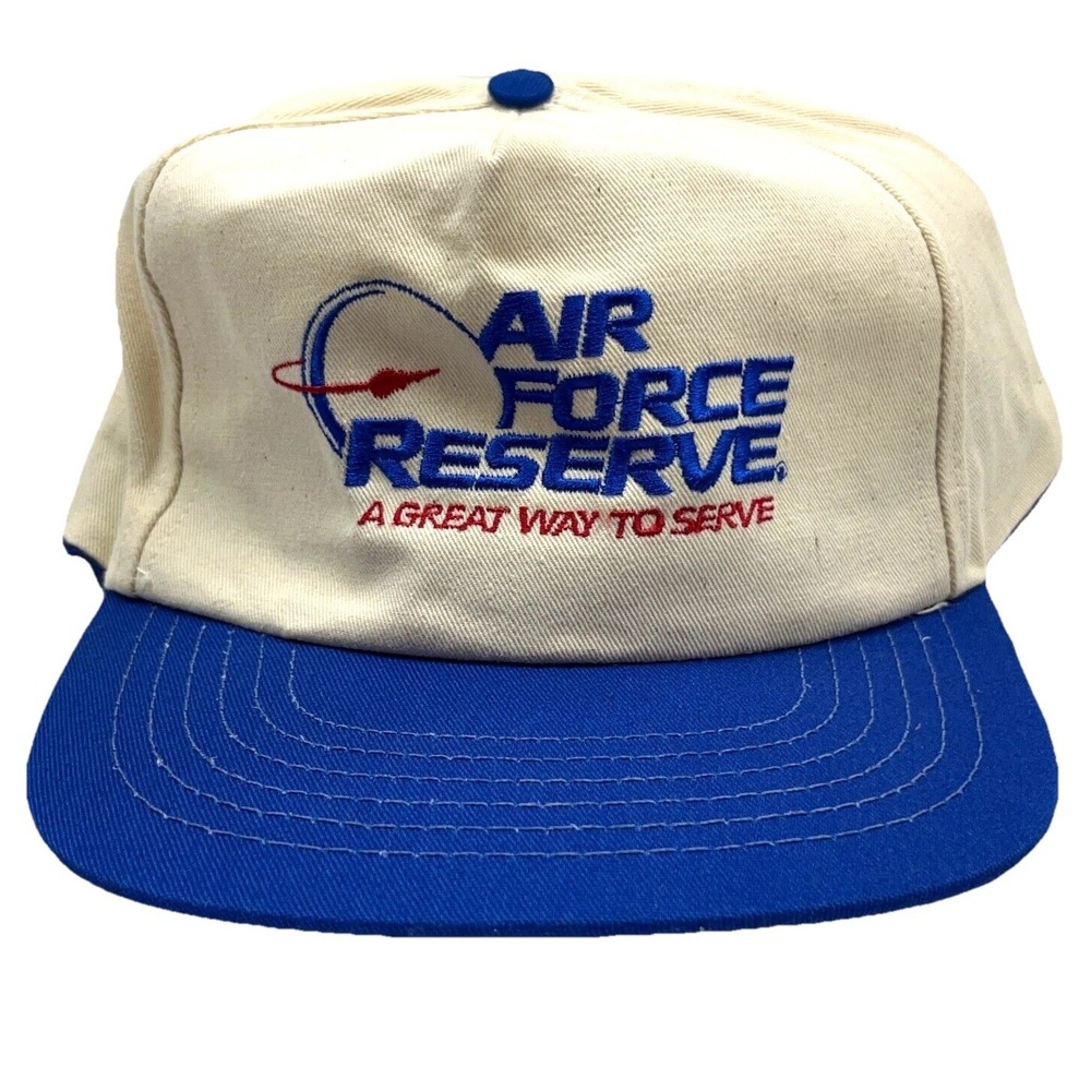 Vintage US Air Force Hat Snapback Cap Blue White Trucker Reserve USA 90s‎ Y2K